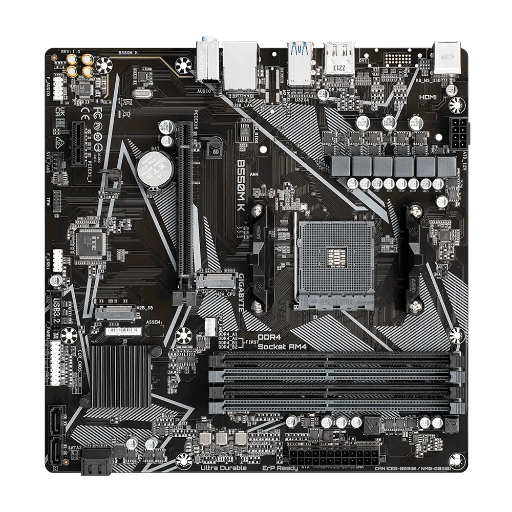 Gigabyte Motherboard B550M K DDR4 For AMD view 2